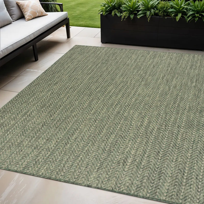 5' X 7' Green Geometric Indoor Outdoor Area Rug Homeroots Outdoor