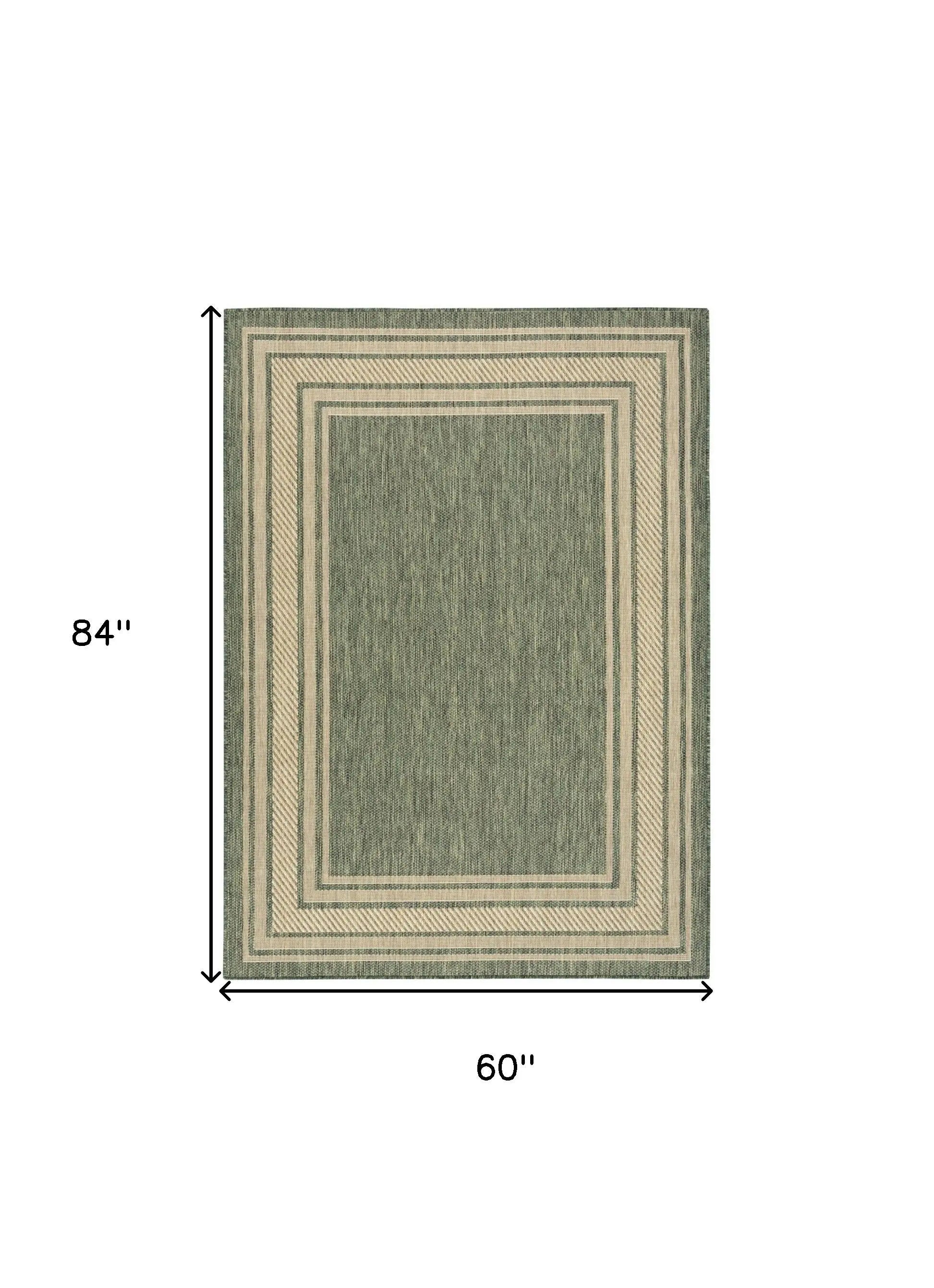 5' X 7' Green Geometric Indoor Outdoor Area Rug Homeroots Outdoor