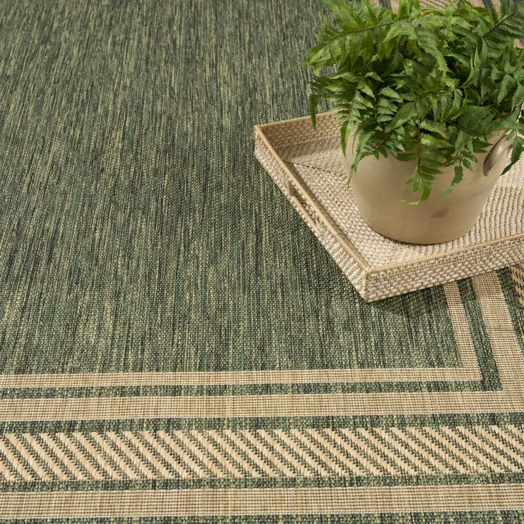 5' X 7' Green Geometric Indoor Outdoor Area Rug Homeroots Outdoor