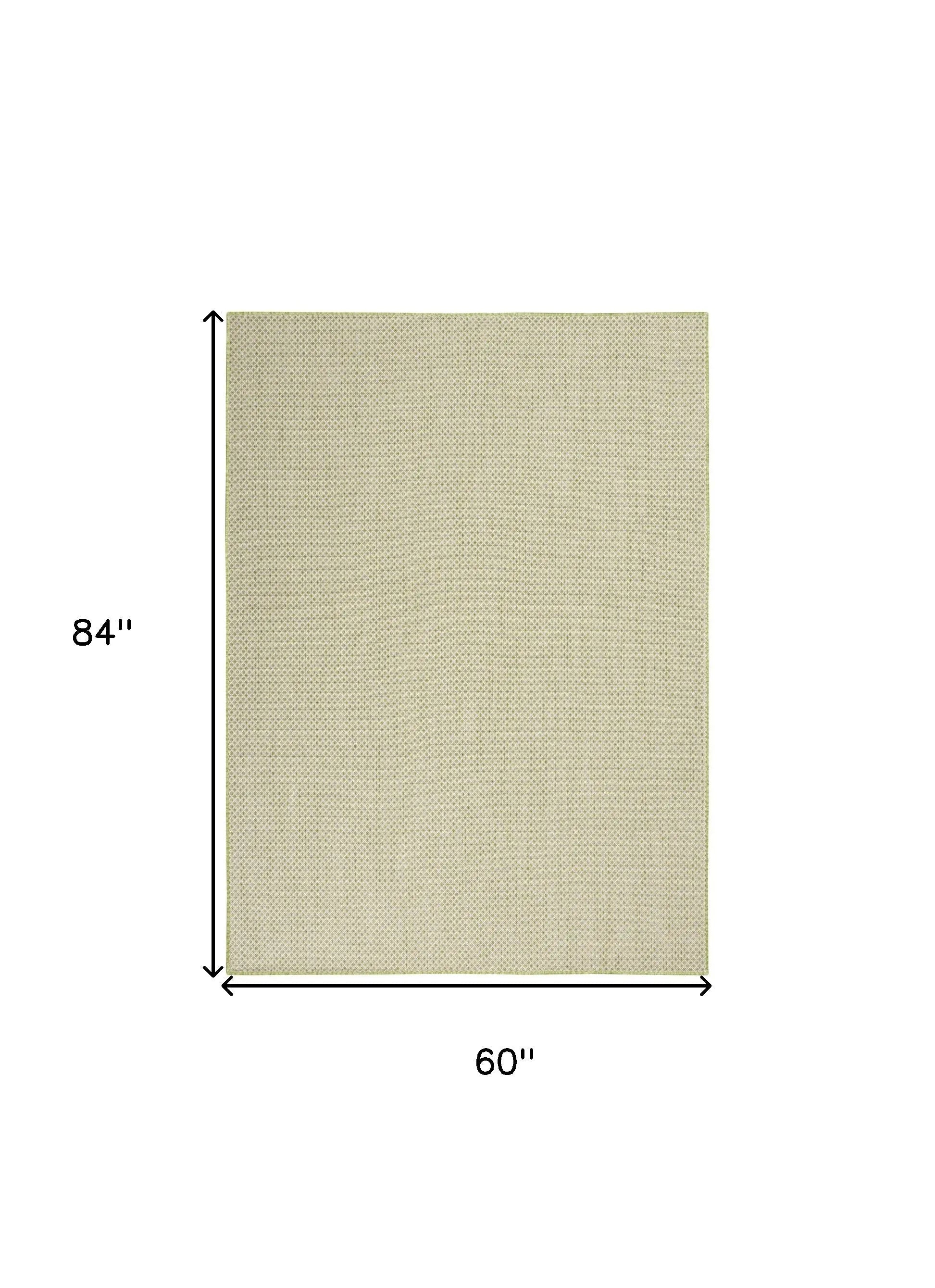 5' X 7' Green and Ivory Indoor Outdoor Area Rug Homeroots Outdoor