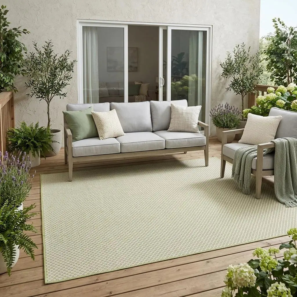 5' X 7' Green and Ivory Indoor Outdoor Area Rug Homeroots Outdoor