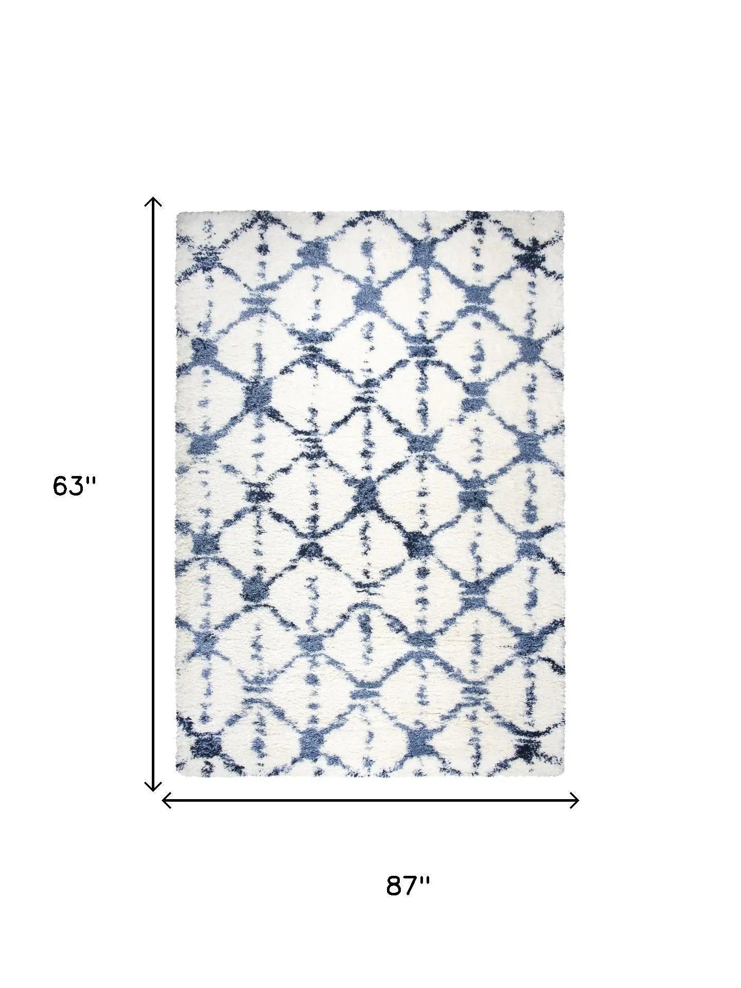 5' X 7' Ivory And Beige Trellis Shag Area Rug Homeroots Home Decor