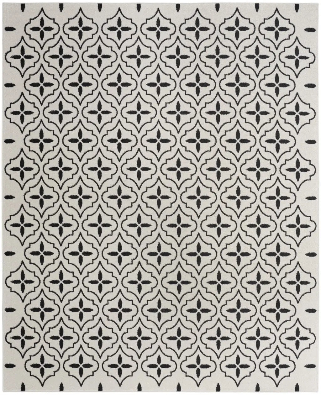 5' X 7' Ivory And Black Geometric Indoor Outdoor Area Rug Homeroots Outdoor