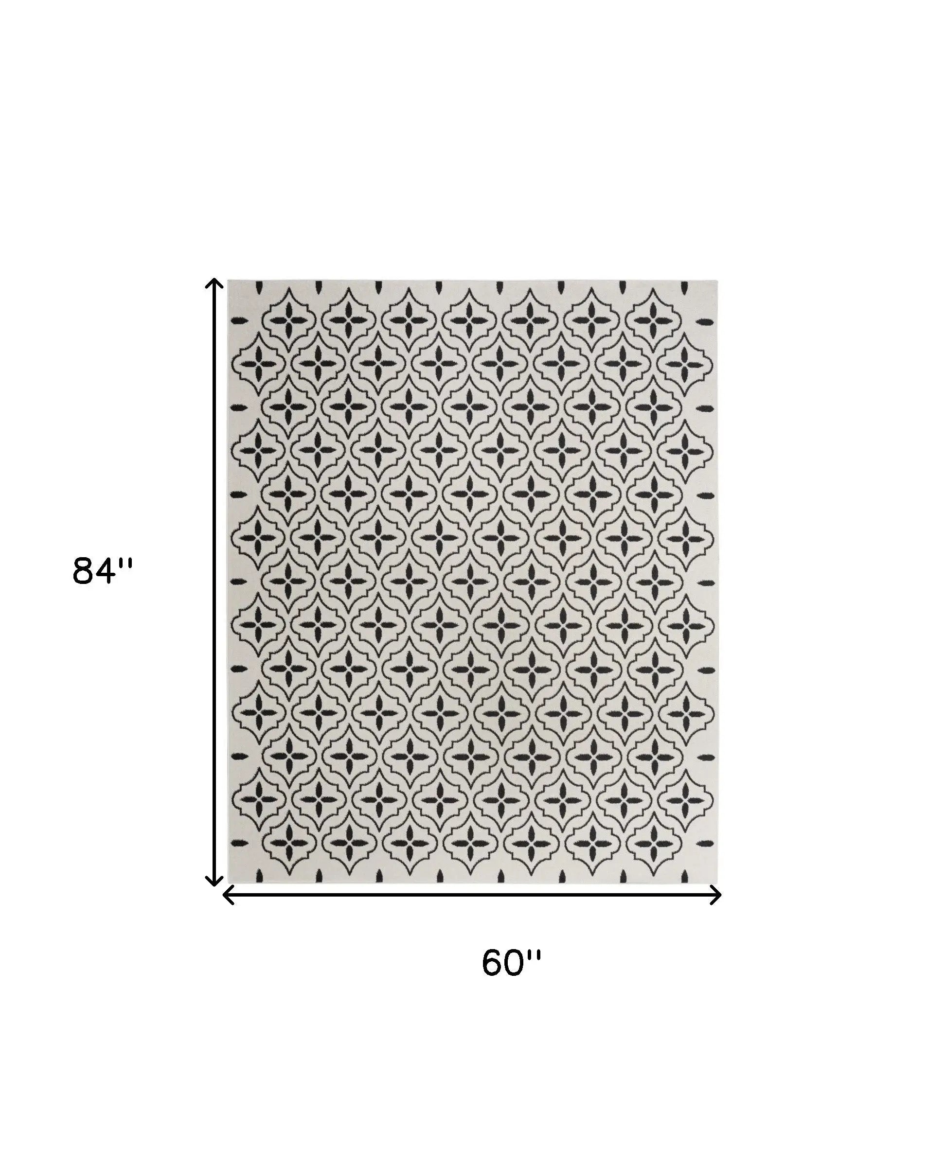 5' X 7' Ivory And Black Geometric Indoor Outdoor Area Rug Homeroots Outdoor