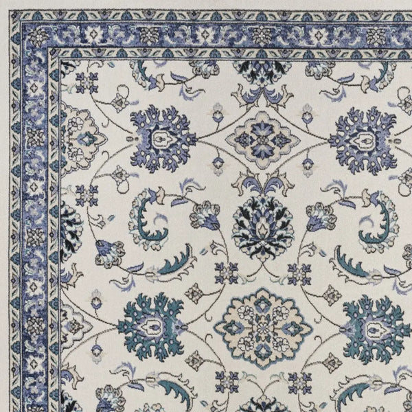 5' X 7' Ivory And Blue Floral Indoor Outdoor Area Rug Homeroots Outdoor