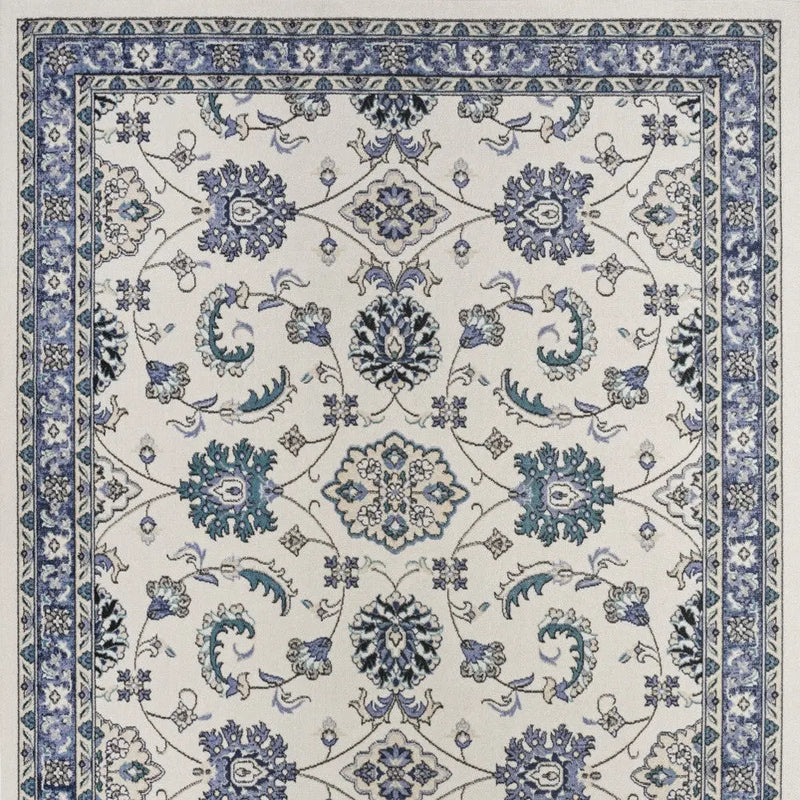 5' X 7' Ivory And Blue Floral Indoor Outdoor Area Rug Homeroots Outdoor