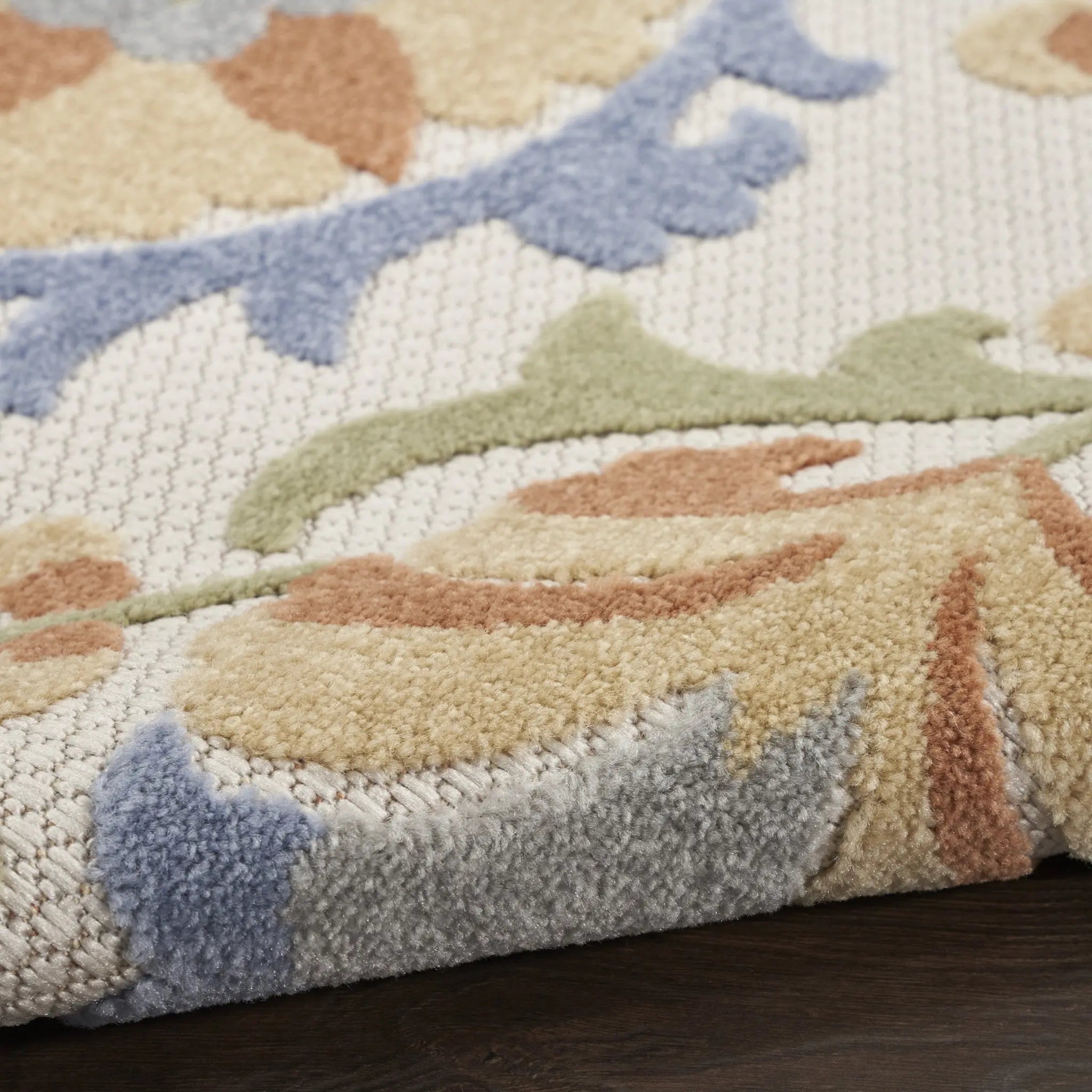 5' X 7' Ivory And Blue Indoor Outdoor Area Rug Homeroots Outdoor
