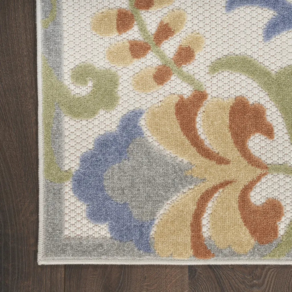 5' X 7' Ivory And Blue Indoor Outdoor Area Rug Homeroots Outdoor