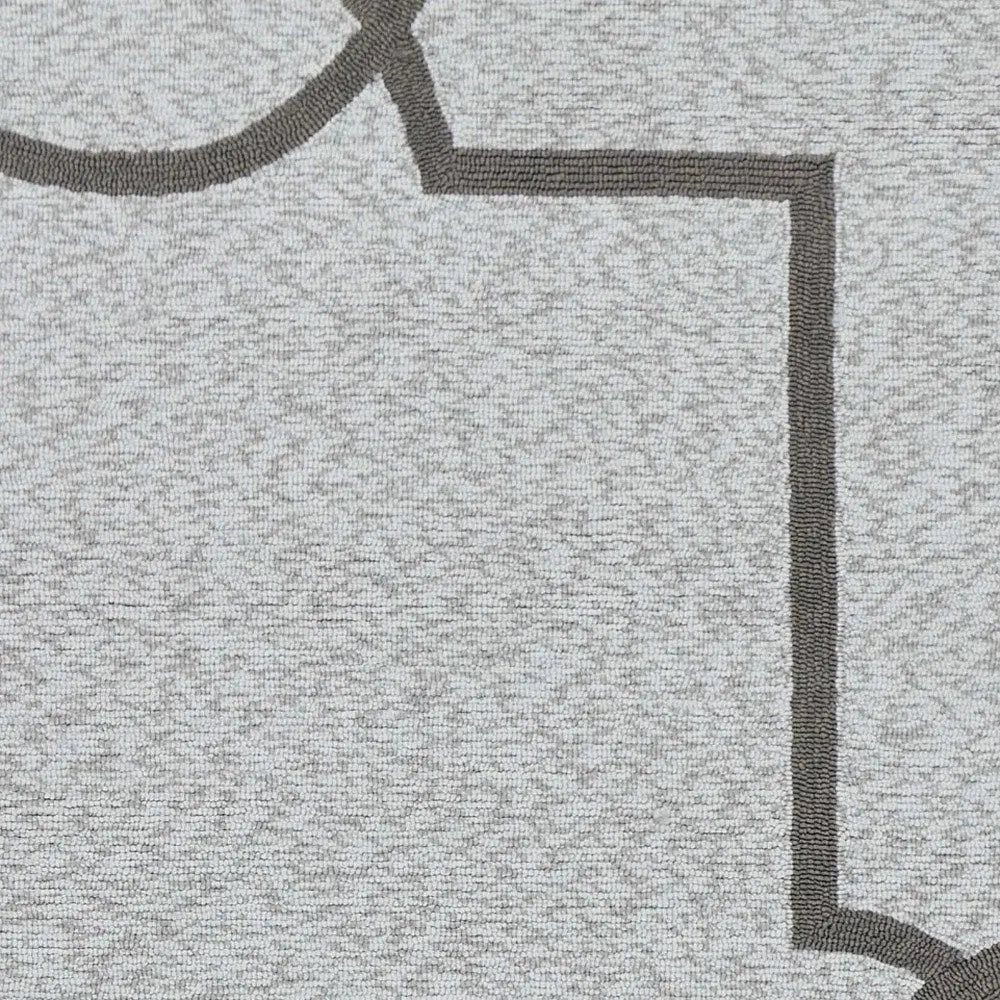 5' X 7' Ivory And Brown Geometric Handmade Indoor Outdoor Area Rug - GreatEagleInc