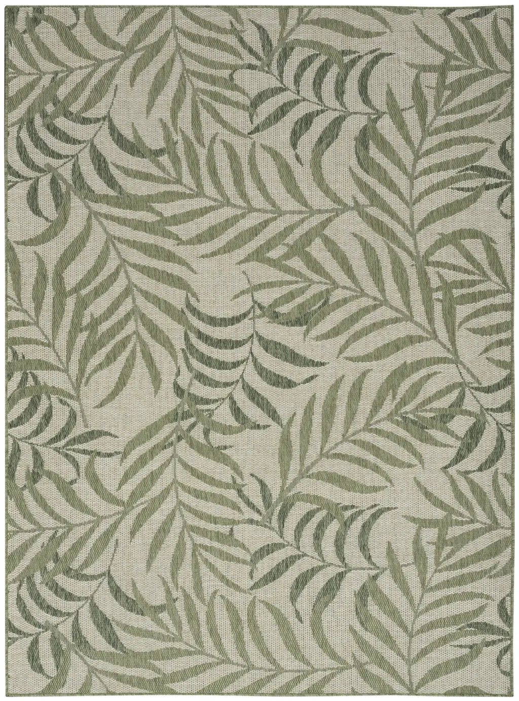 5' X 7' Ivory And Green Palm Leaf Indoor Outdoor Area Rug Homeroots Outdoor