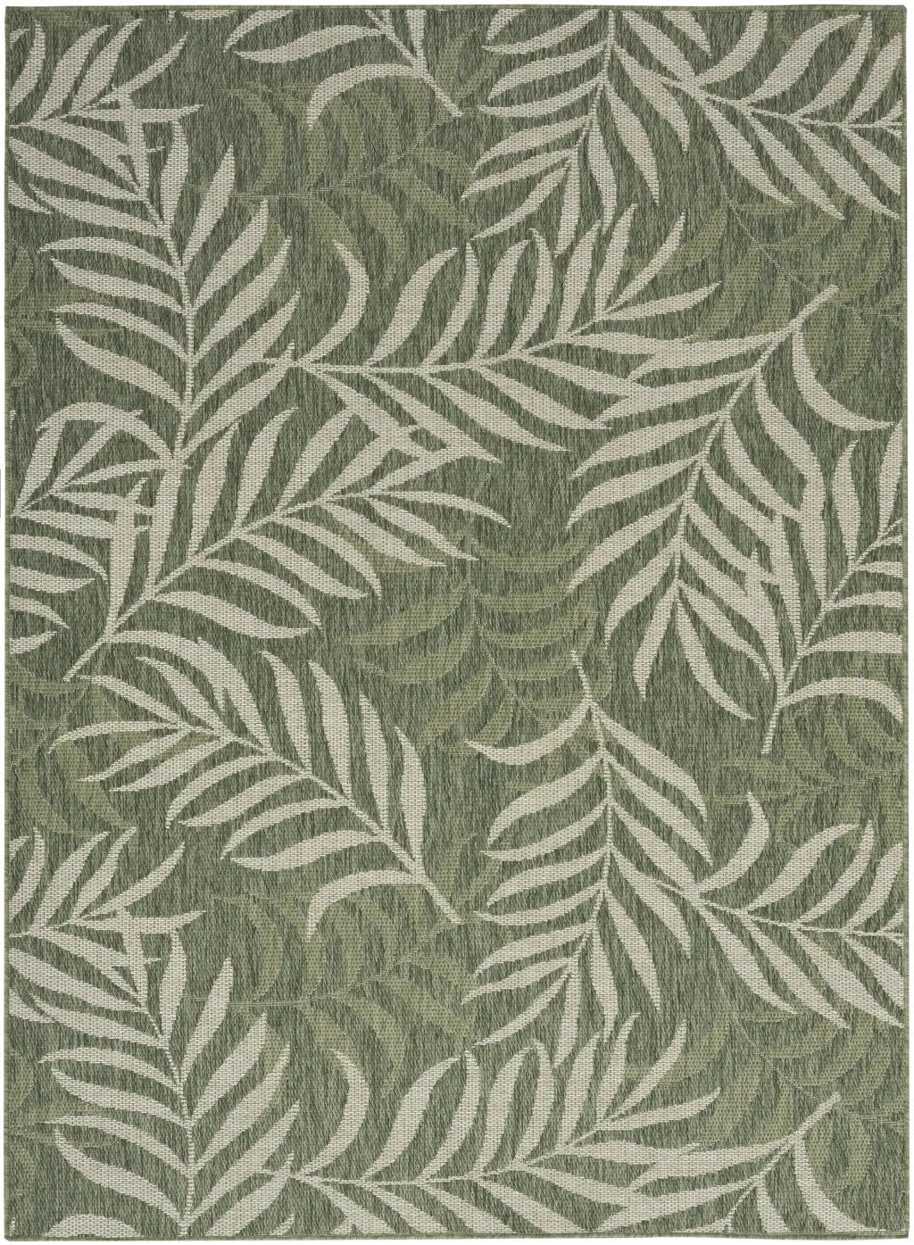 5' X 7' Ivory And Green Palm Leaf Indoor Outdoor Area Rug Homeroots Outdoor