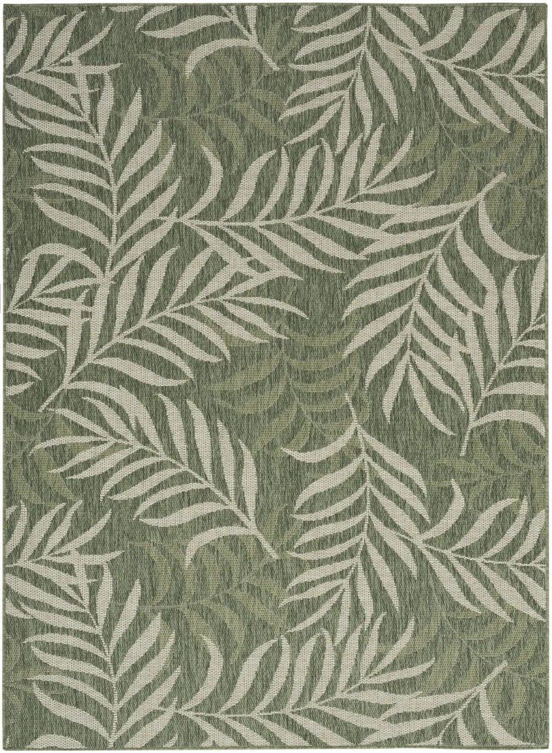 5' X 7' Ivory And Green Palm Leaf Indoor Outdoor Area Rug Homeroots Outdoor