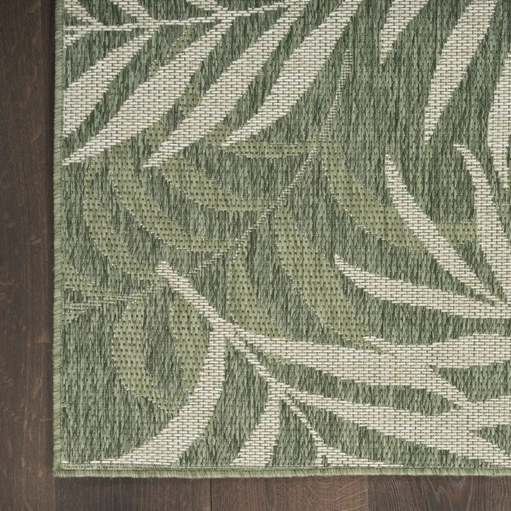 5' X 7' Ivory And Green Palm Leaf Indoor Outdoor Area Rug Homeroots Outdoor