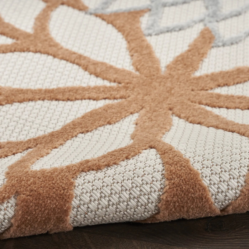 5' X 7' Ivory Green And Blue Indoor Outdoor Area Rug Homeroots Outdoor