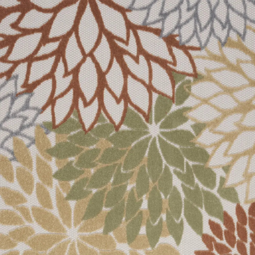 5' X 7' Ivory Green And Blue Indoor Outdoor Area Rug Homeroots Outdoor