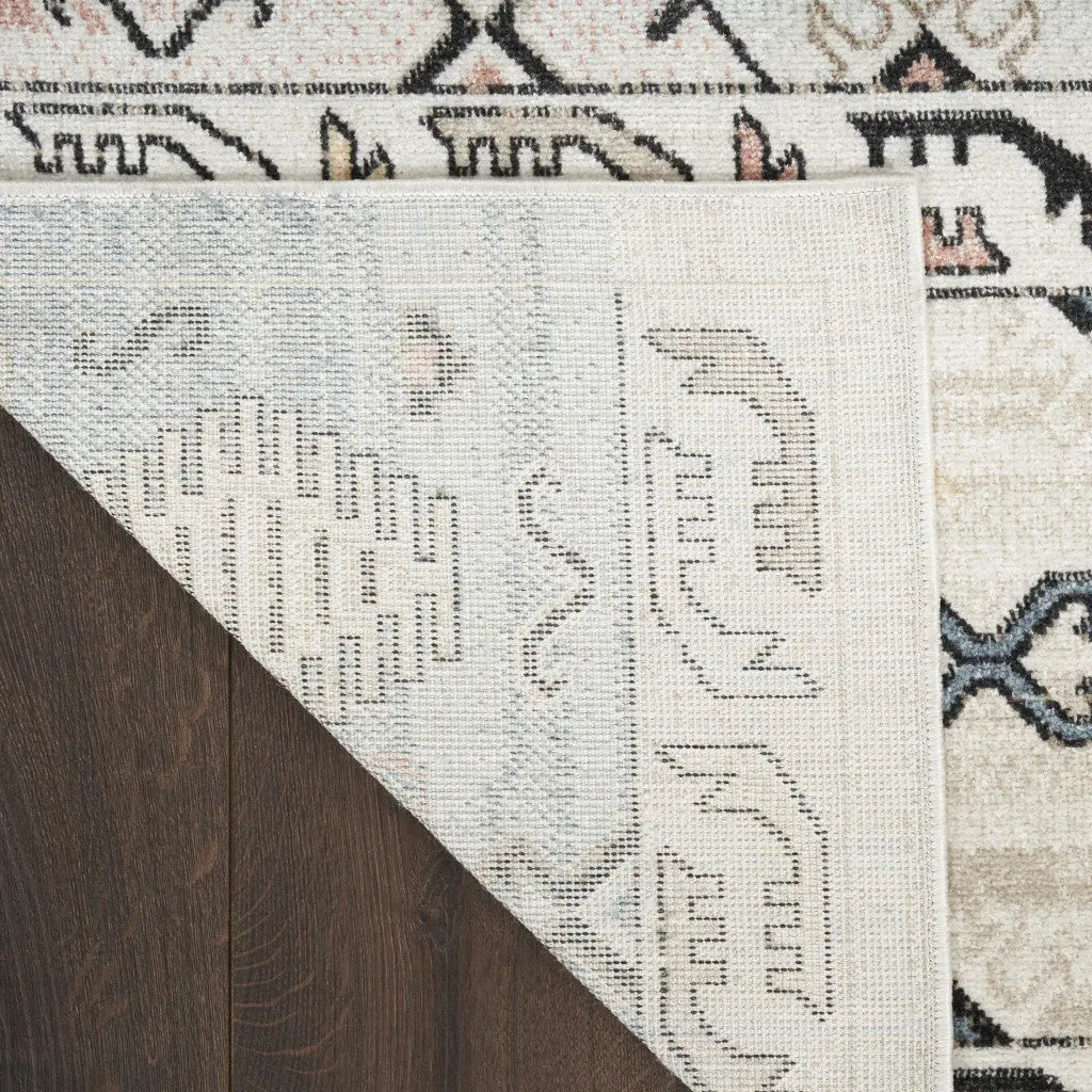 5' X 7' Ivory Tan And Blue Geometric Flatweave Area Rug Homeroots Home Decor
