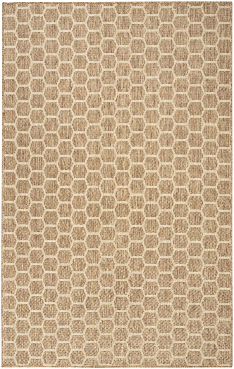 5' X 7' Natural And Beige Geometric Indoor Outdoor Area Rug Homeroots Outdoor