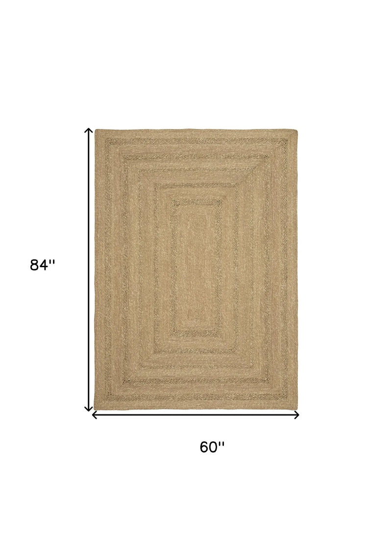 5' X 7' Natural And Brown Handmade Indoor Outdoor Area Rug Homeroots Outdoor