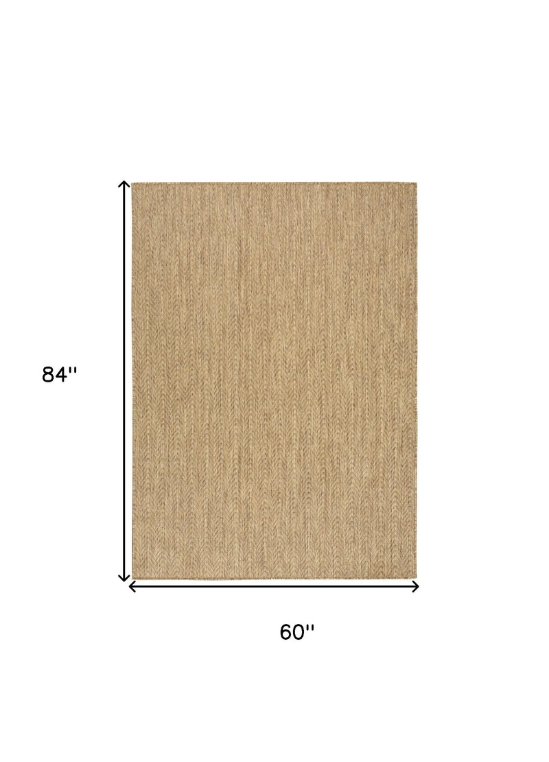5' X 7' Natural Geometric Indoor Outdoor Area Rug Homeroots Outdoor