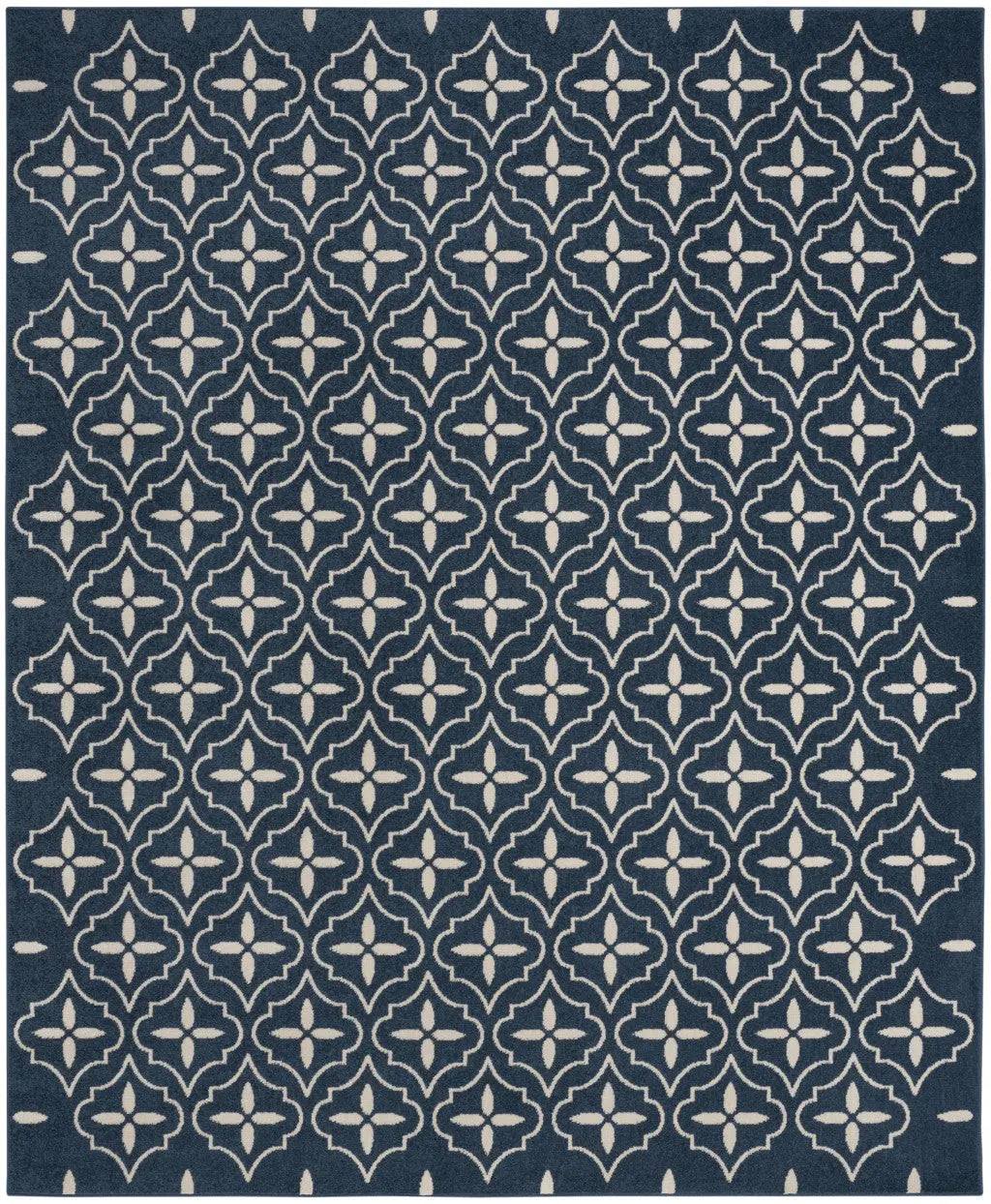 5' X 7' Navy Blue And Ivory Geometric Indoor Outdoor Area Rug Homeroots Outdoor