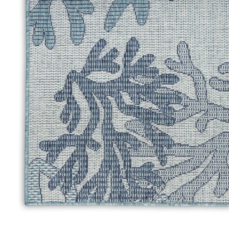 5' X 7' Navy Blue Ivory And Blue Nautical Indoor Outdoor Area Rug Homeroots Outdoor