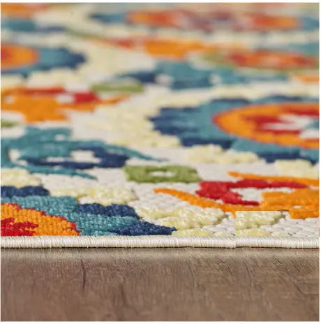 5' X 7' Orange And Ivory Moroccan Stain Resistant Indoor Outdoor Area Rug Homeroots Outdoor