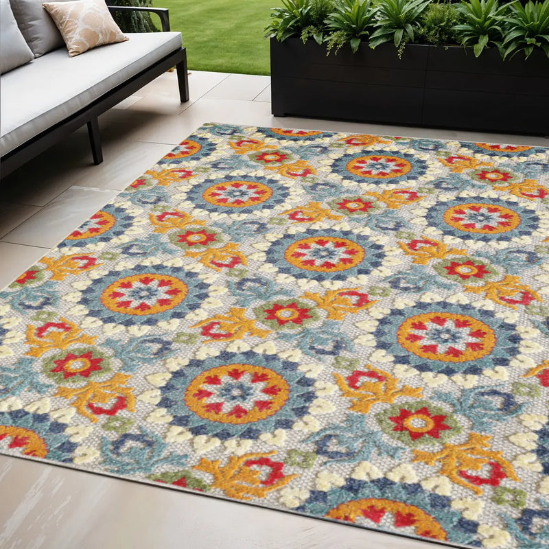 5' X 7' Orange And Ivory Moroccan Stain Resistant Indoor Outdoor Area Rug Homeroots Outdoor