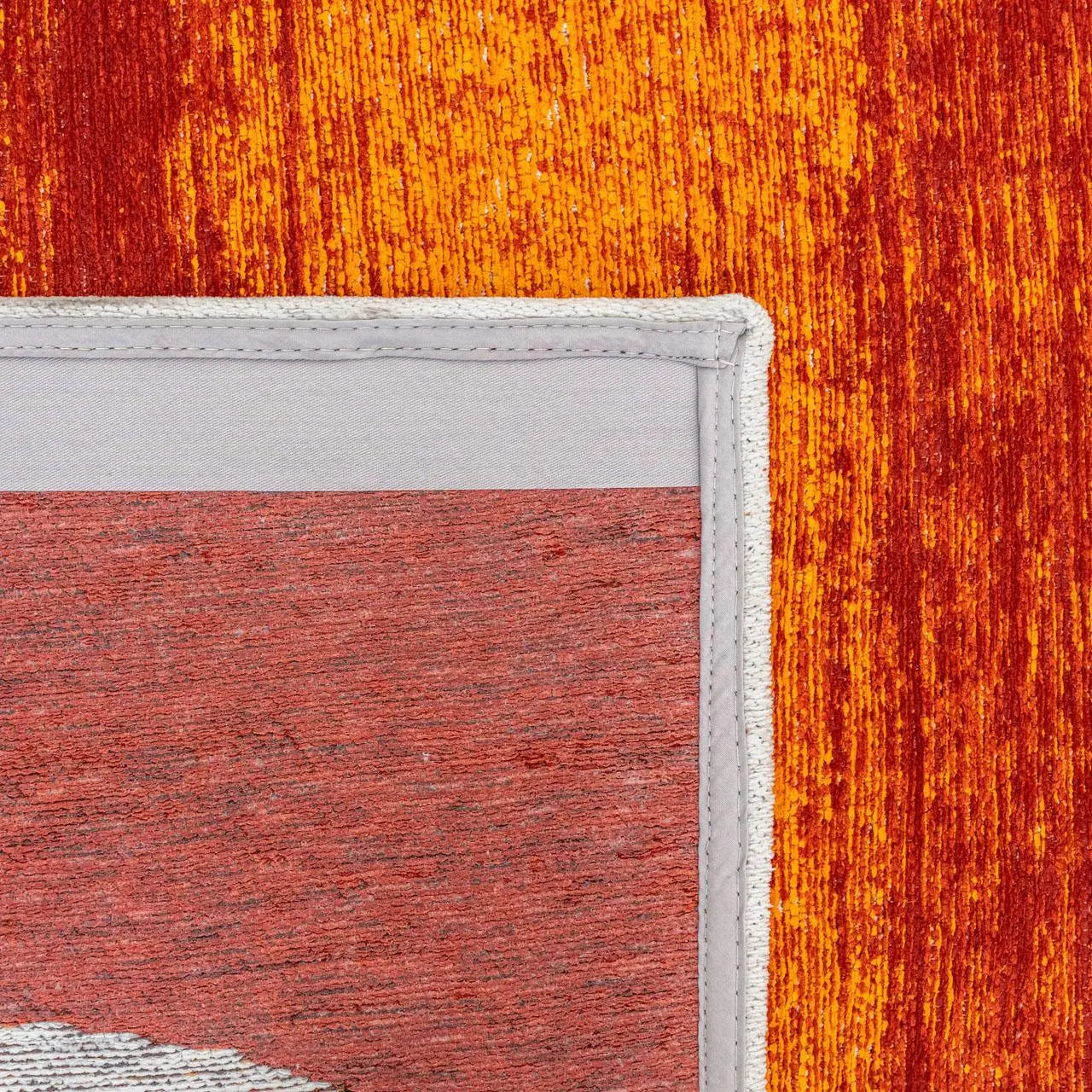 5' X 7' Orange And White Abstract Washable Area Rug With UV Protection Homeroots Home Decor