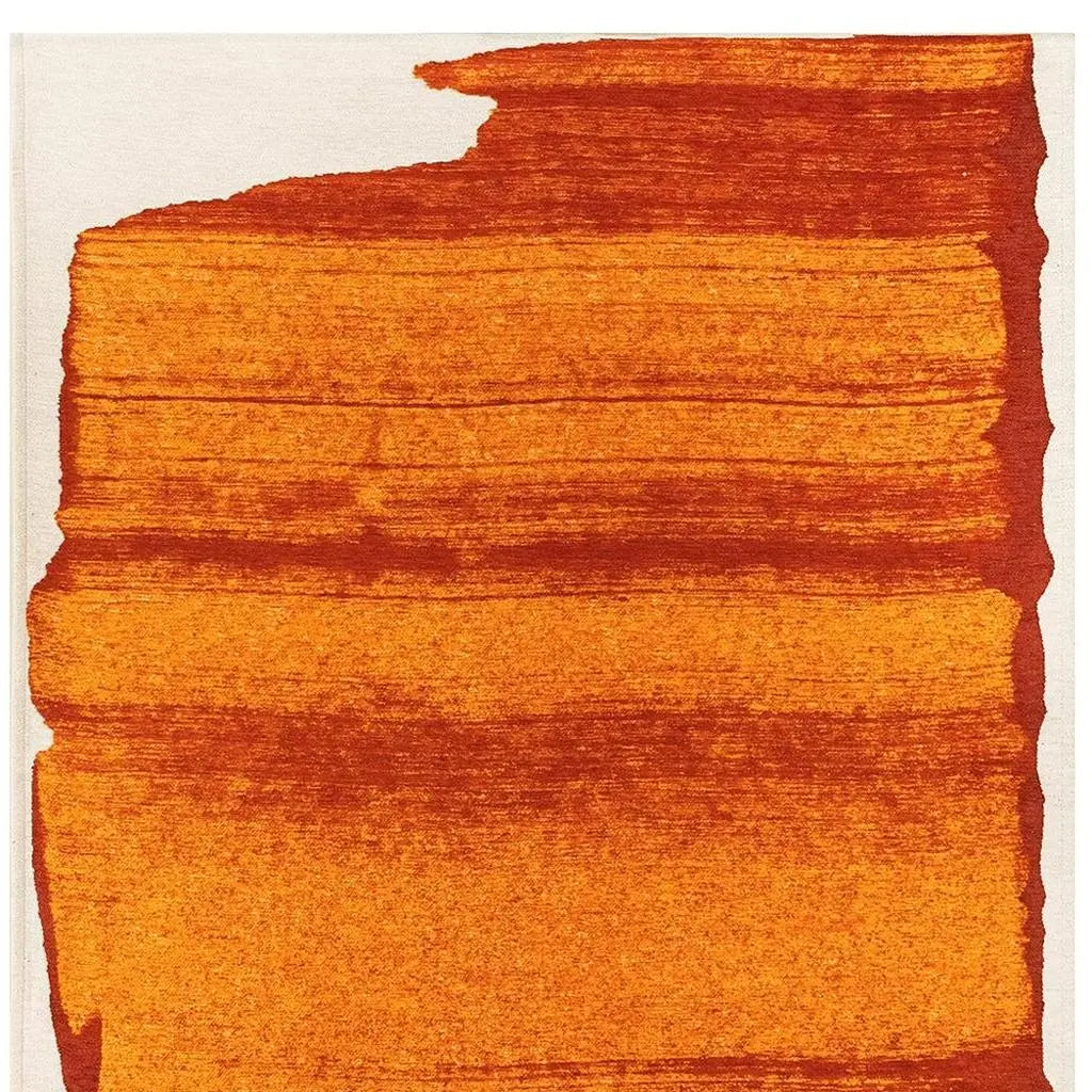 5' X 7' Orange And White Abstract Washable Area Rug With UV Protection Homeroots Home Decor