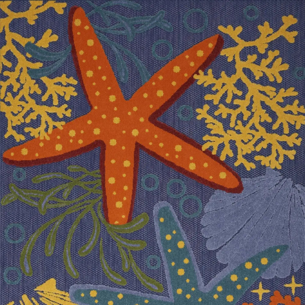 5' X 7' Orange Green and Blue Indoor Outdoor Area Rug Homeroots Outdoor