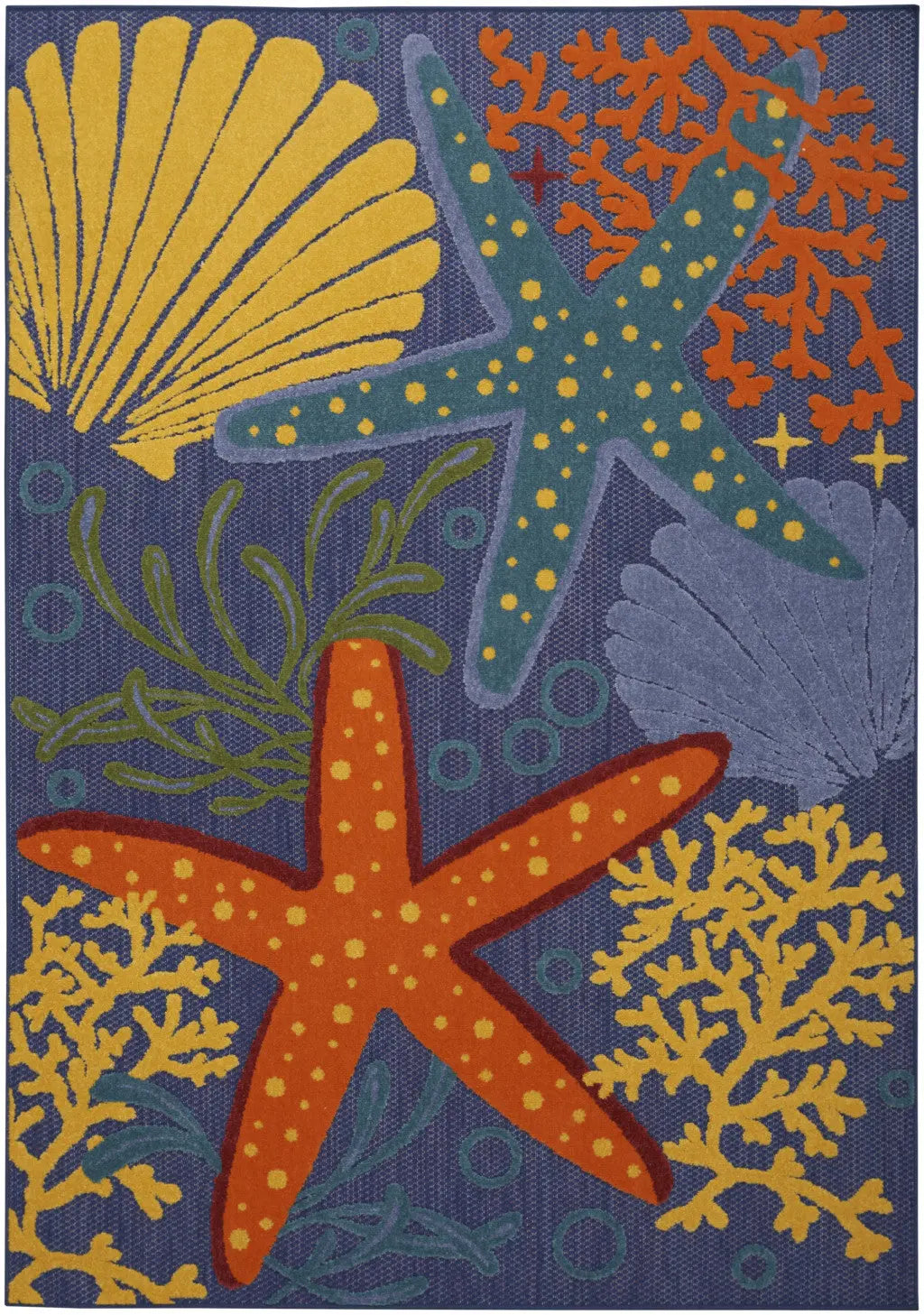 5' X 7' Orange Green and Blue Indoor Outdoor Area Rug Homeroots Outdoor
