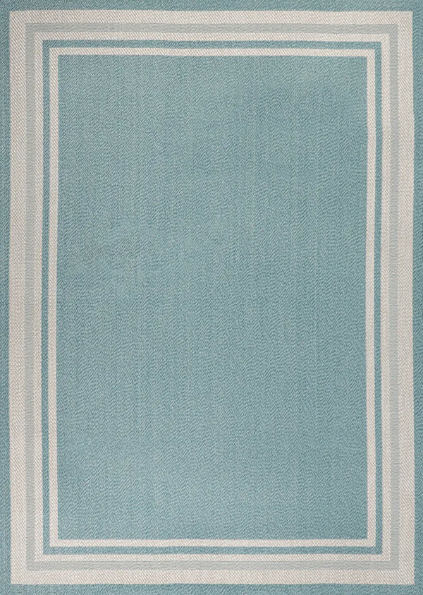 5' X 8' Aqua And Beige Striped Indoor Outdoor Area Rug Homeroots Outdoor