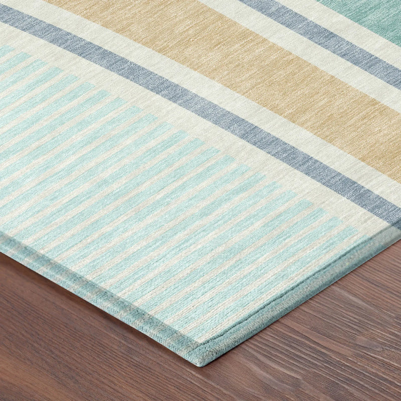 5' X 8' Aqua And Copper Geometric Washable Indoor Outdoor Area Rug Homeroots Outdoor