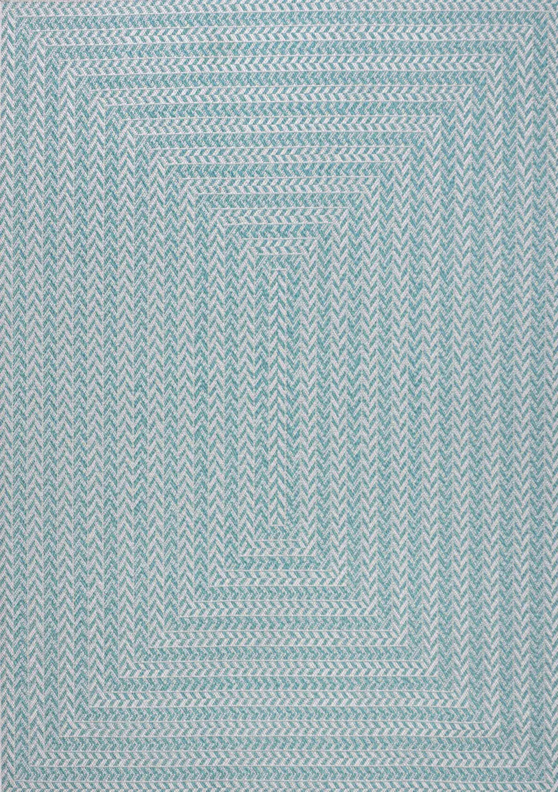 5' X 8' Aqua And Light Gray Striped Indoor Outdoor Area Rug Homeroots Outdoor