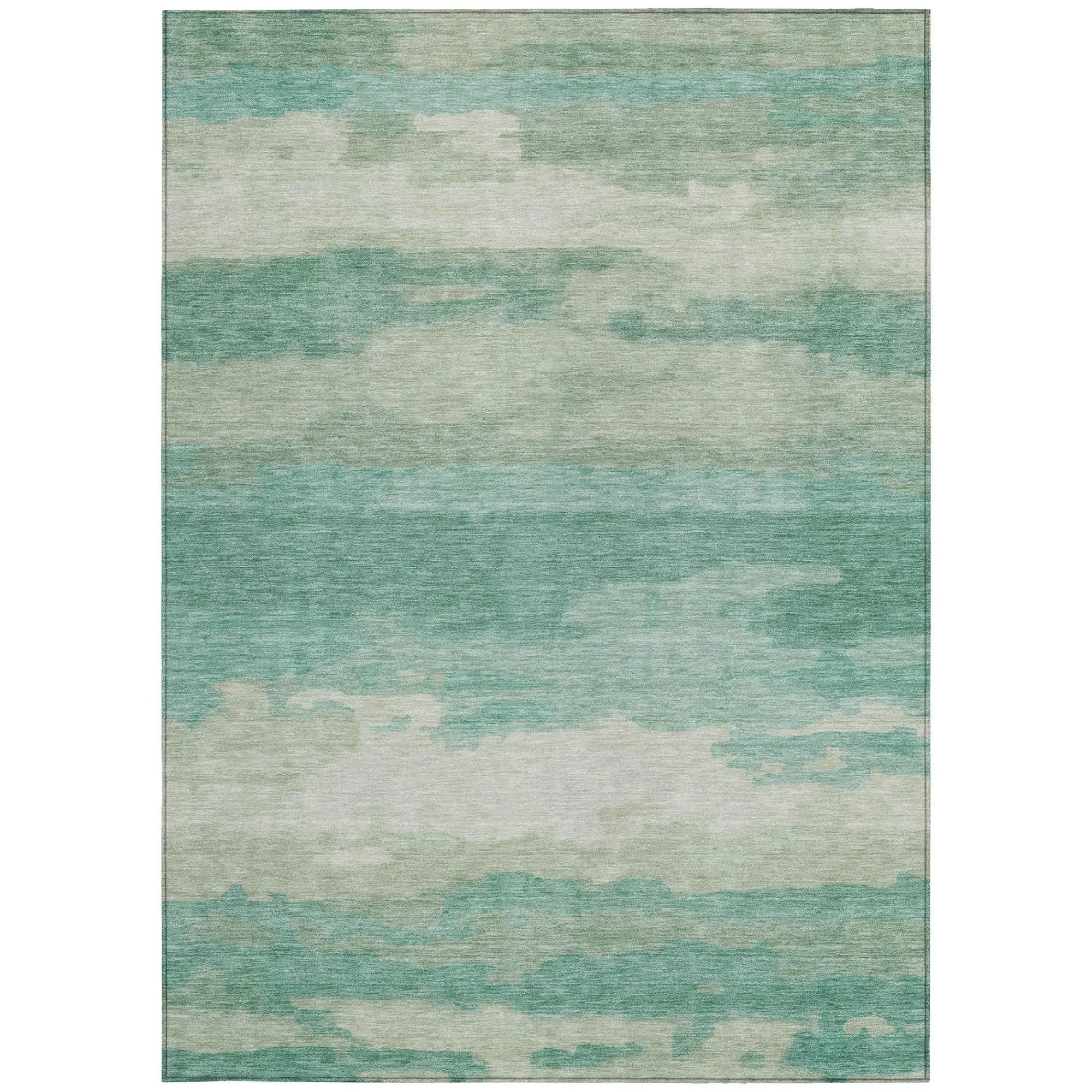 5' X 8' Aqua And Teal Blue Abstract Washable Indoor Outdoor Area Rug Homeroots Outdoor