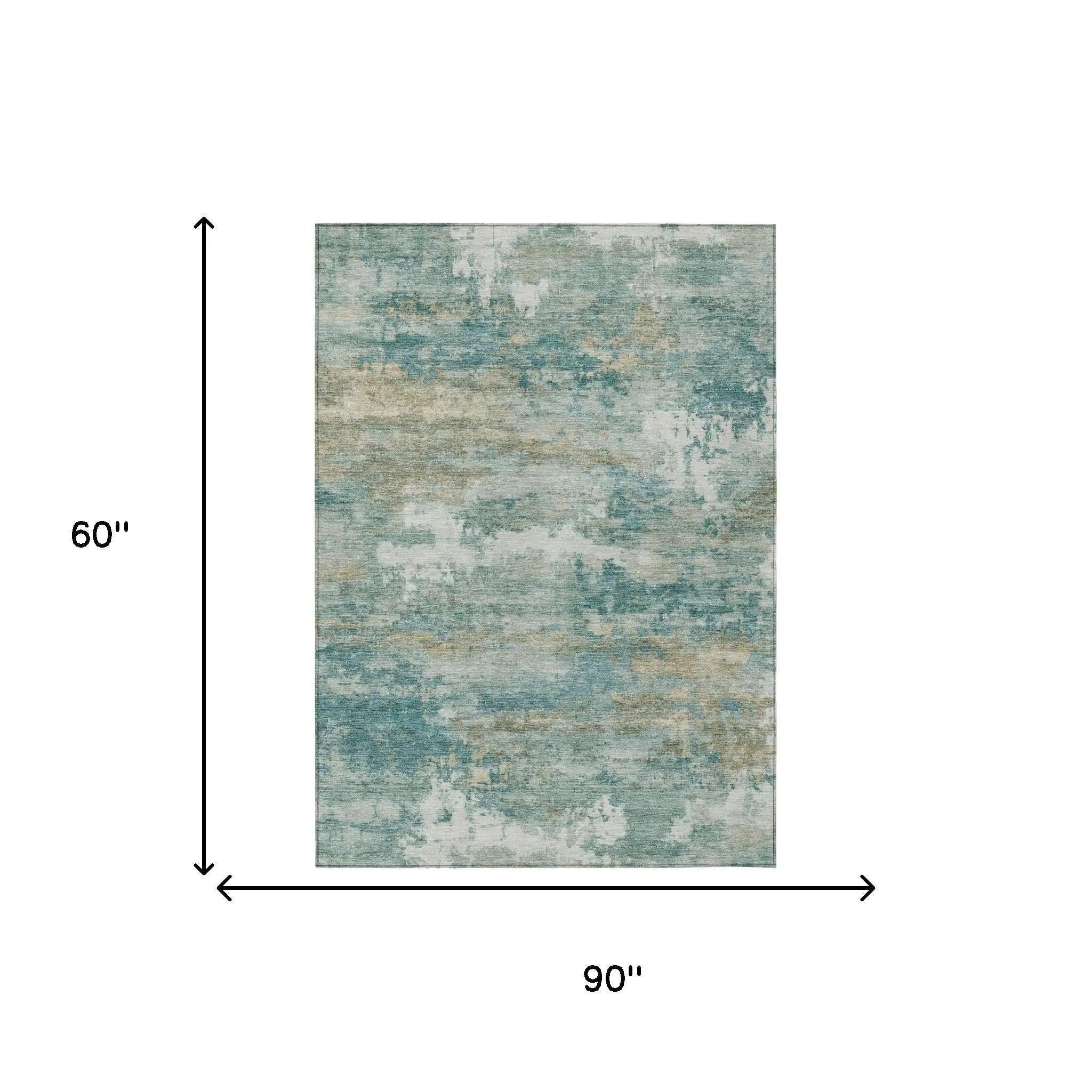 5' X 8' Aqua And Teal Blue Abstract Washable Indoor Outdoor Area Rug Homeroots Outdoor