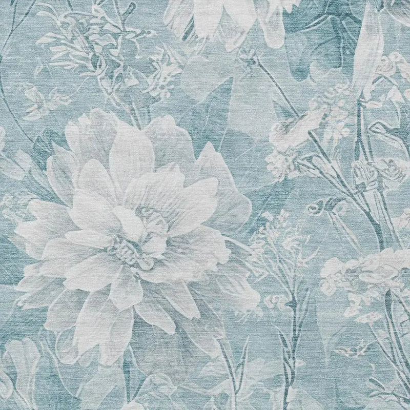 5' X 8' Aqua And Teal Blue Floral Washable Indoor Outdoor Area Rug Homeroots Outdoor