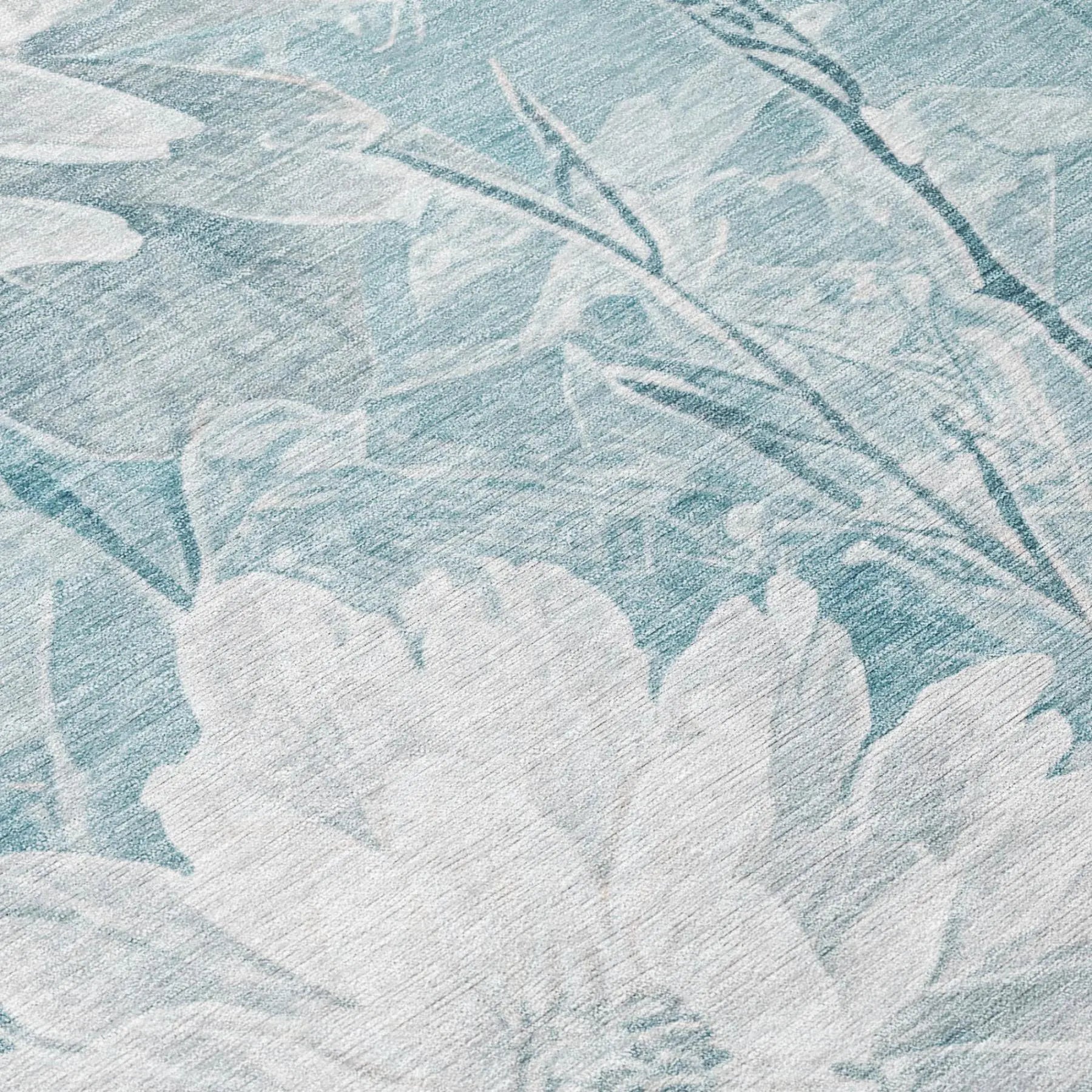 5' X 8' Aqua And Teal Blue Floral Washable Indoor Outdoor Area Rug Homeroots Outdoor