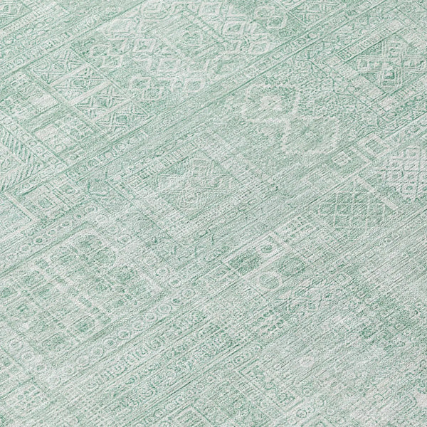 5' X 8' Aqua And Teal Blue Oriental Washable Indoor Outdoor Area Rug Homeroots Outdoor