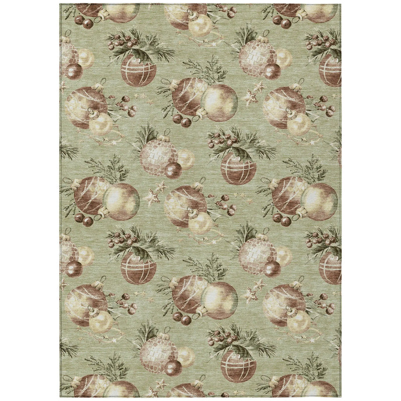 5' X 8' Artichoke Green Brown And Beige Stars Washable Indoor Outdoor Area Rug Homeroots Outdoor