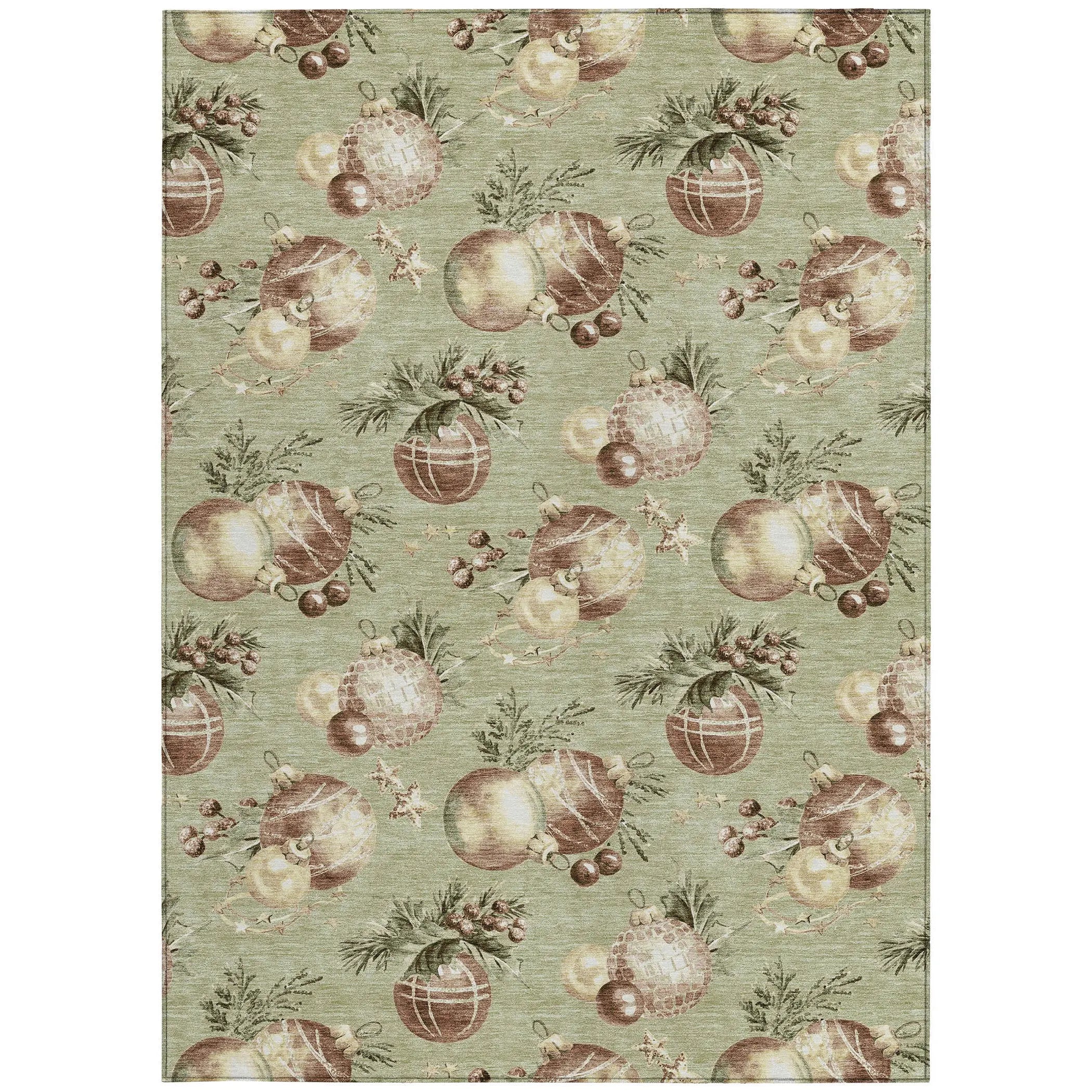 5' X 8' Artichoke Green Brown And Beige Stars Washable Indoor Outdoor Area Rug Homeroots Outdoor