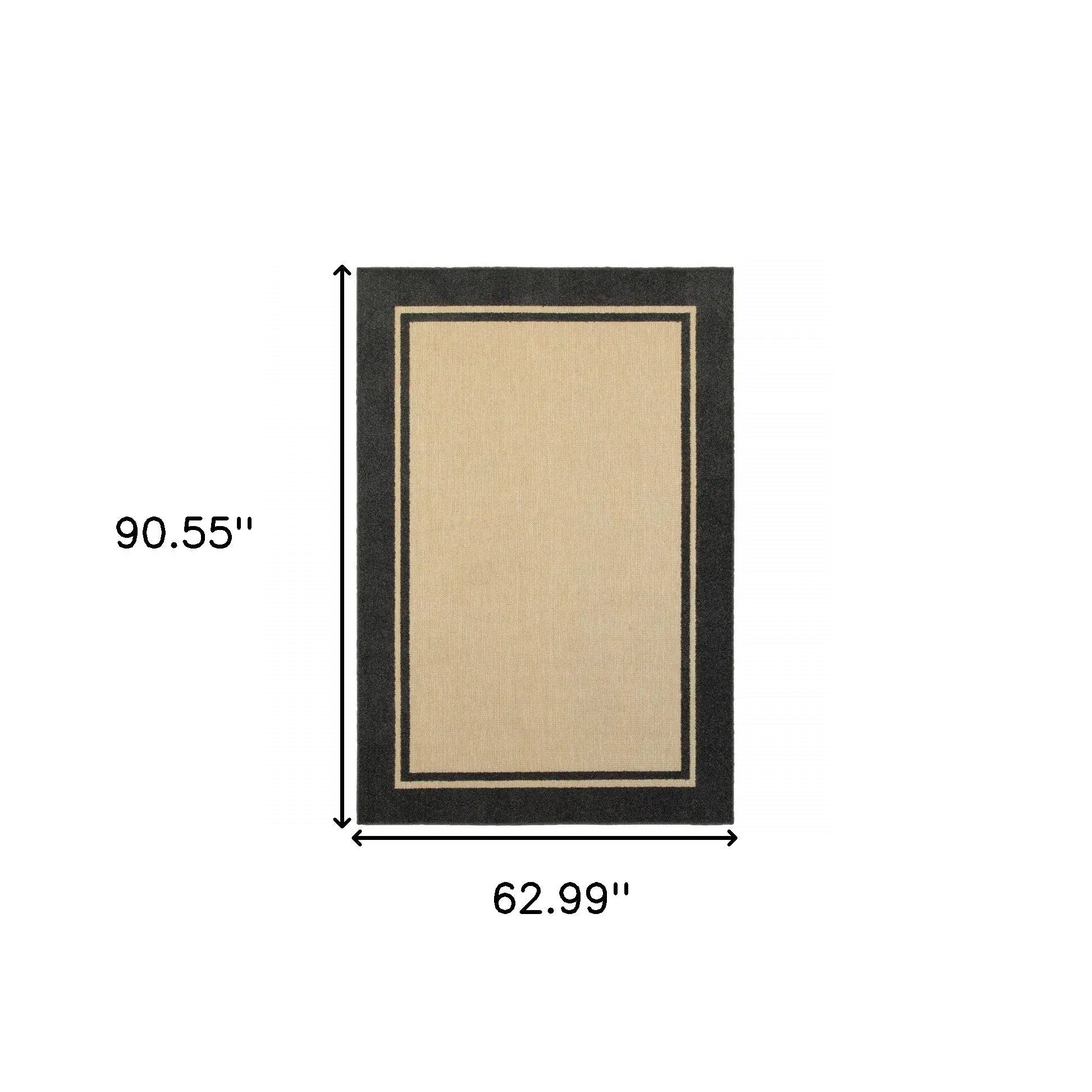 5' X 8' Beige And Black Indoor Outdoor Area Rug Homeroots Outdoor
