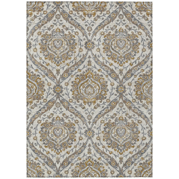 5' X 8' Beige And Blue Floral Washable Indoor Outdoor Area Rug Homeroots Outdoor