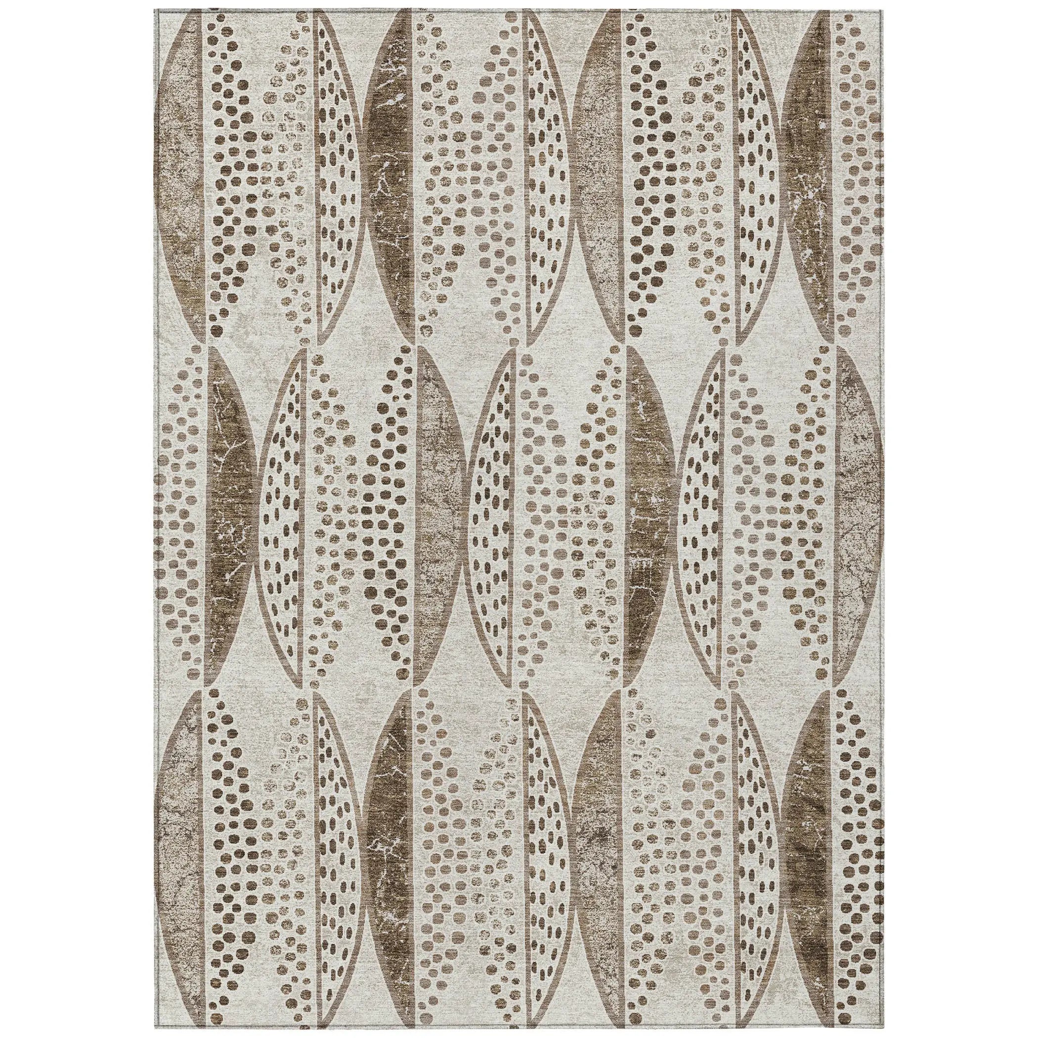 5' X 8' Beige And Blue Geometric Washable Indoor Outdoor Area Rug Homeroots Outdoor