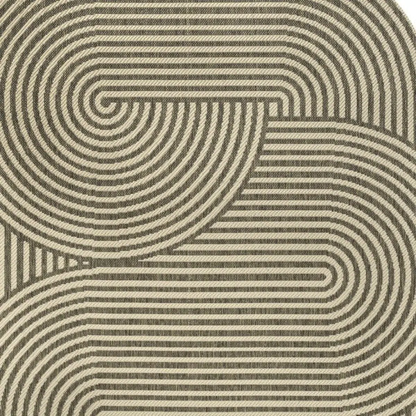 5' X 8' Beige And Brown Abstract Indoor Outdoor Area Rug Homeroots Outdoor