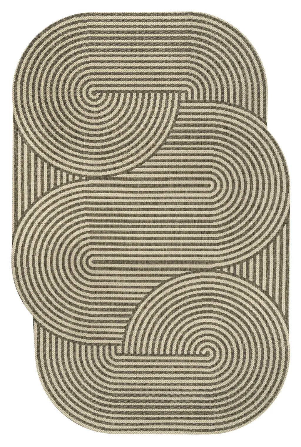 5' X 8' Beige And Brown Abstract Indoor Outdoor Area Rug Homeroots Outdoor