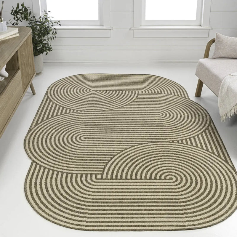 5' X 8' Beige And Brown Abstract Indoor Outdoor Area Rug Homeroots Outdoor