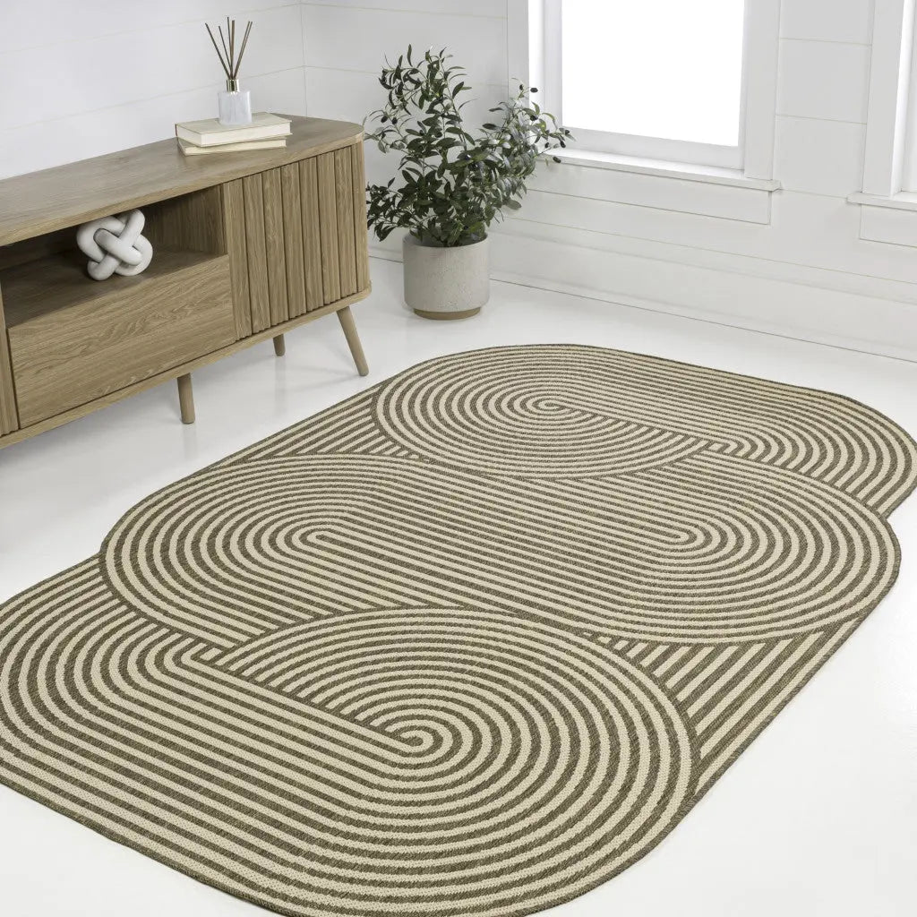 5' X 8' Beige And Brown Abstract Indoor Outdoor Area Rug Homeroots Outdoor