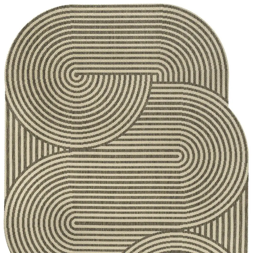 5' X 8' Beige And Brown Abstract Indoor Outdoor Area Rug Homeroots Outdoor