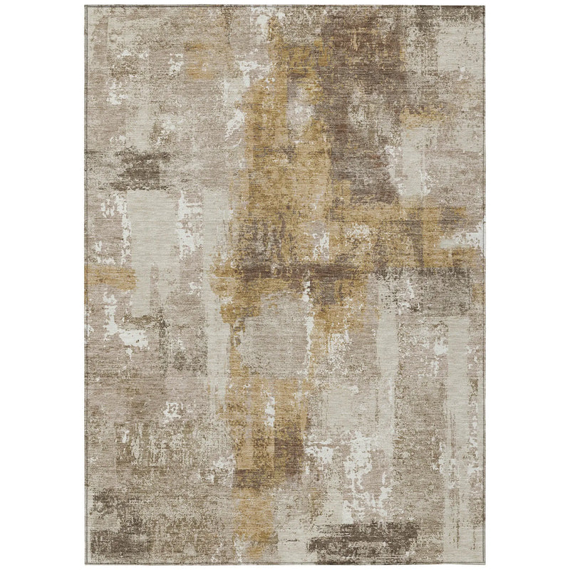 5' X 8' Beige And Brown Abstract Washable Indoor Outdoor Area Rug Homeroots Outdoor